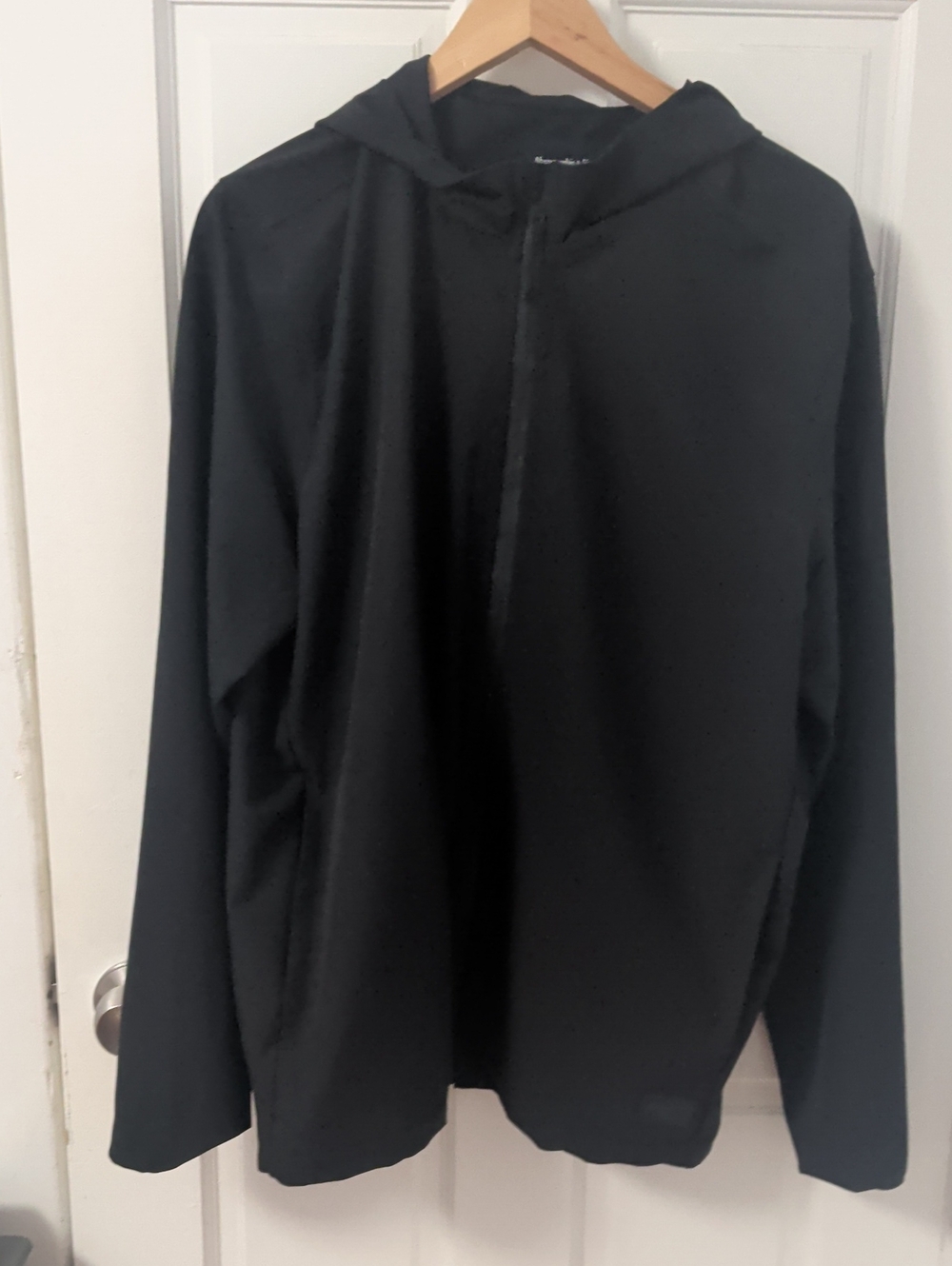 Abercrombie & Fitch Black Hooded Half-Zip Rain Pullover